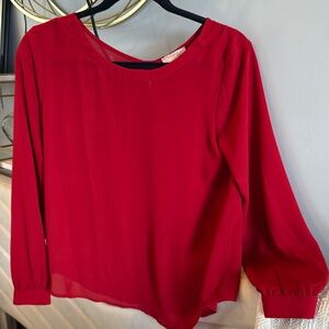 LOFT XSpetitie red long sleeve blouse